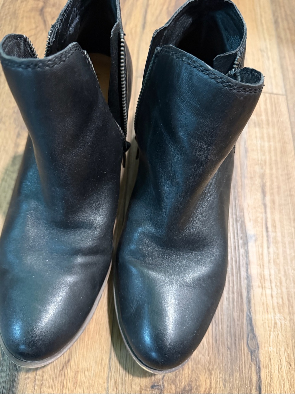 Lucky Brand Black Leather Side-Zip Ankle Booties